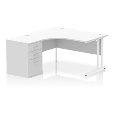 Impulse 1400 LH Crescent Desk Cantilever White/White 600 Desk High Ped