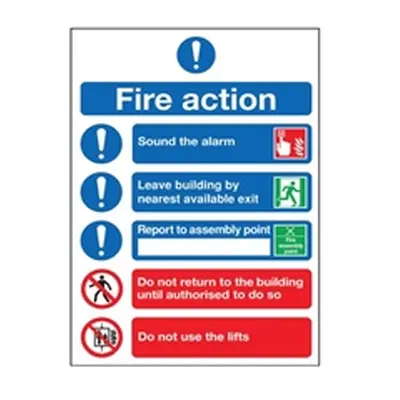 Safety Sign Fire Action Symbols A4 PVC