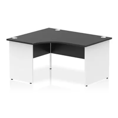 Impulse 1400mm Left Crescent Office Desk Black Top White Panel End Leg