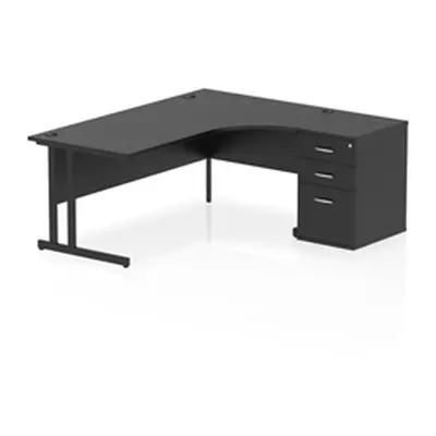 Impulse 1800 RH Crescent Desk Black/Black Cantilever 600 Desk High Ped