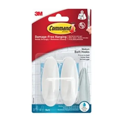 3M Command Medium Bath Oval Hooks With Command Adhesive Strips White