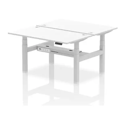 Air B2B 1400x800mm Height Adjustable 2P Bench Desk CP White/Silver