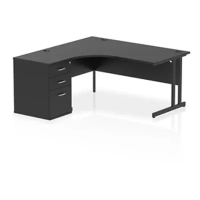 Impulse 1600 LH Crescent Desk Black/Black Cantilever 600 Desk High Ped