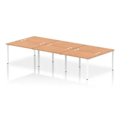 Impulse Bench B2B 6 Person 1200 White Frame Office Bench Desk Oak