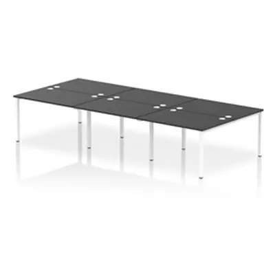 Impulse Bench B2B 6 Person 1200 White Frame Office Bench Desk Black