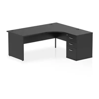 Impulse 1800 RH Crescent Desk Black Top Panel End 600 Desk High Ped