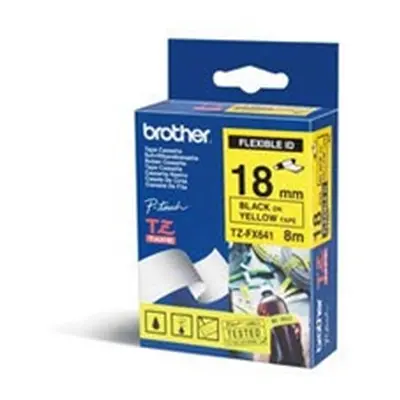 Brother P-Touch TZe ID Tape 18mm x 8m Black on Yellow Flexible ZEFX641