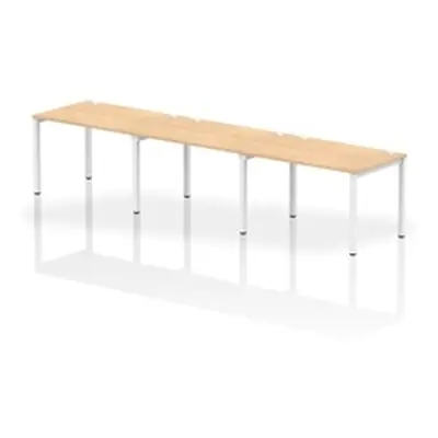 Impulse Bench Single Row 3 Person 1200 White Frame Bench Desk Maple