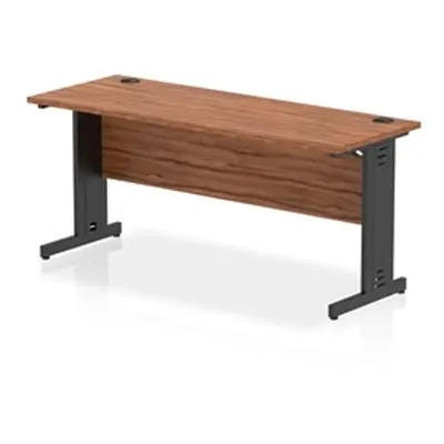 Impulse 1600x600mm Straight Desk Walnut Top Black Cable Managed Leg