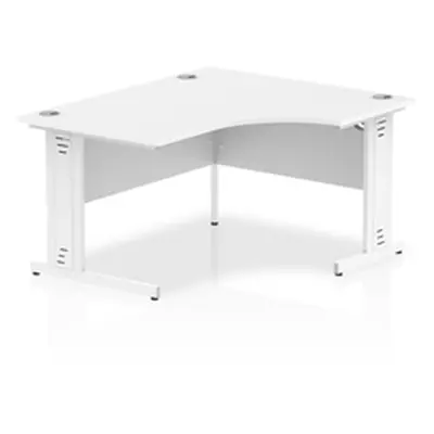 Impulse 1400mm Right Crescent Desk White Top White Cable Managed Leg