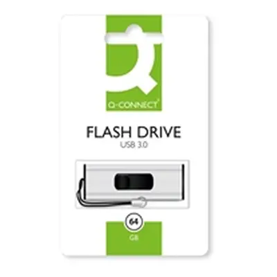 Q-Connect USB 3.0 Slider 64GB Flash Drive Silver/Black KF16371