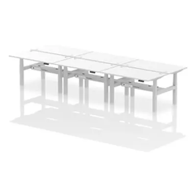 Air B2B 1400x800mm Height Adjustable 6P Bench Desk CP White/Silver