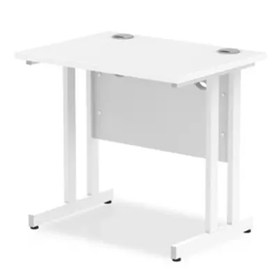 Impulse 800 x 600mm Straight Desk White Top White Cantilever Leg