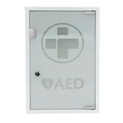 Mediana AED Metal Wall Cabinet with Glass Door & Alarm Lockable Large