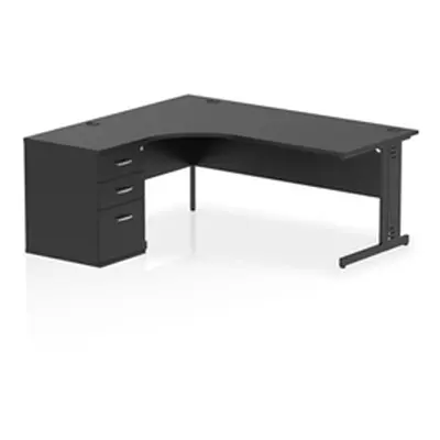 Impulse 1800 LH Crescent Desk Black/Black Cable Managed Leg 600 DH Ped