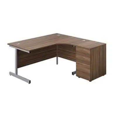 1600X1200 Single Right Hand Radial Desk Dark Walnut-Silver