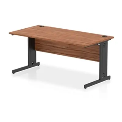 Impulse 1600x800mm Straight Desk Walnut Top Black Cable Managed Leg