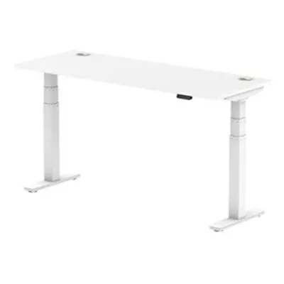 Air 1600x600mm Height Adjustable Desk White Top Cable Ports White Leg