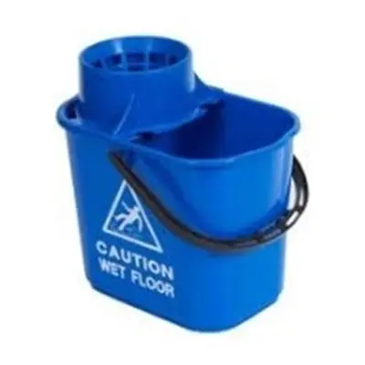 2Work Plastic Mop Bucket with Wringer 15 Litre Blue 102946BU