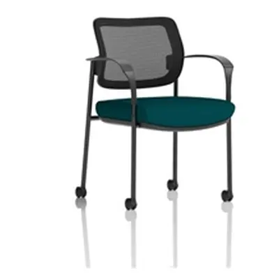 Brunswick Deluxe Mesh Back Black Frame Seat Teal With Arms/Castors