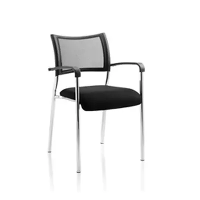 Brunswick Visitor Chair Black Fabric With Arms Chrome Frame