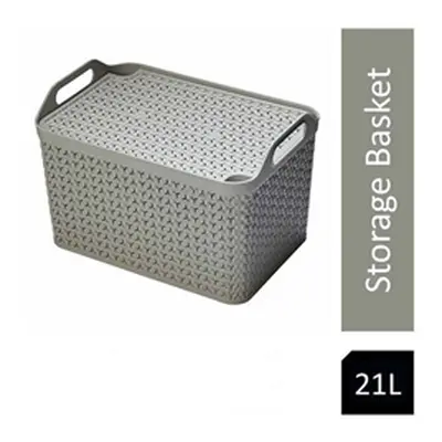 Strata Cool Grey Large 21L Handy Basket With Lid