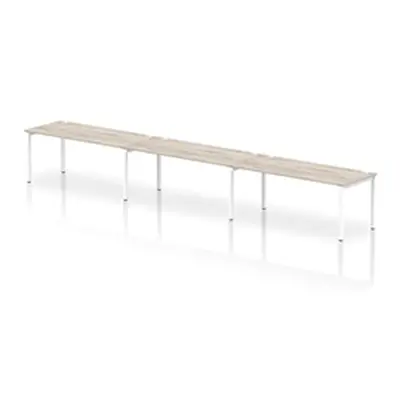 Impulse Bench Single Row 3 Person 1800 White Frame Bench Desk Grey Oak