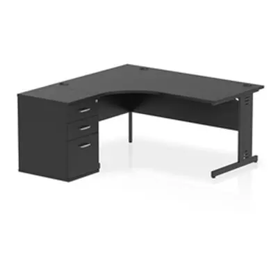 Impulse 1600 LH Crescent Desk Black/Black Cable Managed Leg 600 DH Ped