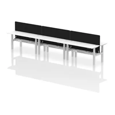 Air B2B 1600x600mm Adjustable 6P Bench Desk CP White/Silver + Screen