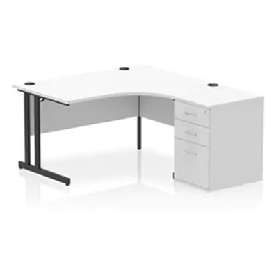 Impulse 1400 RH Crescent Desk Cantilever White/Black 600 Desk High Ped