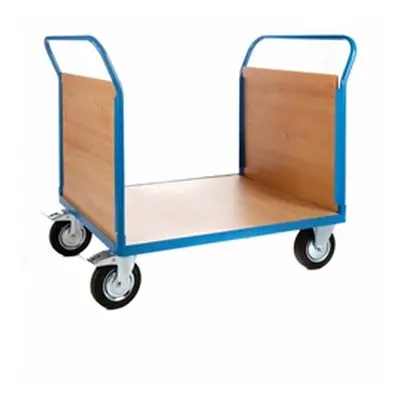 2 Veneer Ends Platform Truck; Fixed/Swivel Castors Blue/Veneer