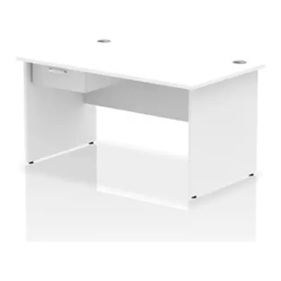 Impulse 1400x800 Desk White Top Panel End 1x1 Drawer Fixed Ped