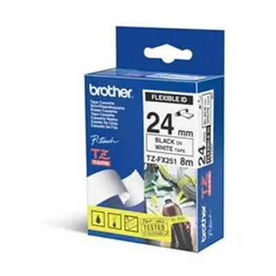 Brother P-Touch TZe ID Tape 24mmx8m Black/White Flexible TZEFX251