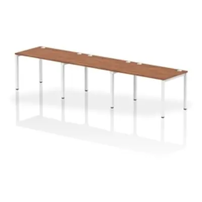 Impulse Bench Single Row 3 Person 1200 White Frame Bench Desk Walnut