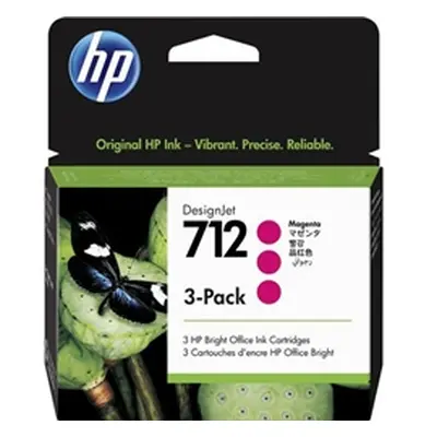 HP 712 3 Pack 29ml Magenta Ink 3ED78A