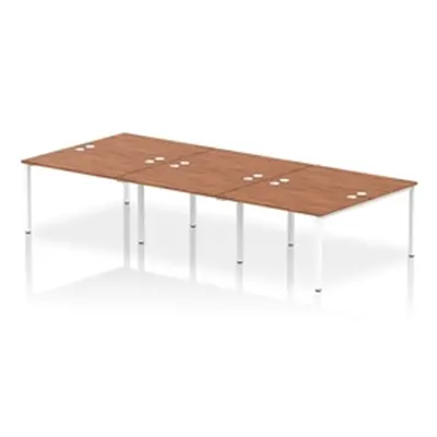 Impulse Bench B2B 6 Person 1200 White Frame Office Bench Desk Walnut