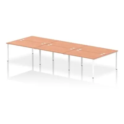 Impulse Bench B2B 6 Person 1400 White Frame Office Bench Desk Beech