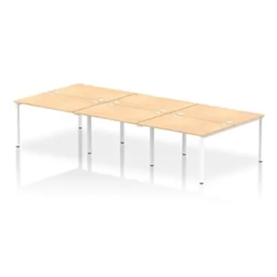 Impulse Bench B2B 6 Person 1200 White Frame Office Bench Desk Maple