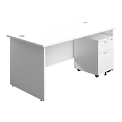 1800X800 Panel Rectangular Desk White + 2 Drawer Ped