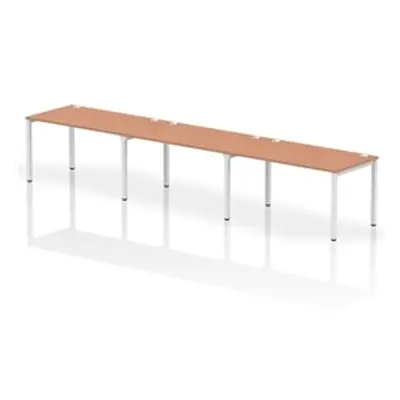 Impulse Bench Single Row 3 Person 1400 White Frame Bench Desk Beech