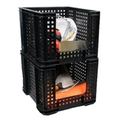 Really Useful Black Open Front Storage Crate 35 Litre