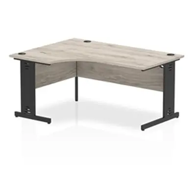 Impulse 1600 LH Crescent Desk Grey Oak/Black Cable Managed Leg