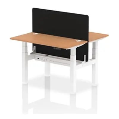 Air B2B 1200x600mm Adjustable 2P Bench Desk CP Oak/White + Screen