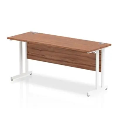 Impulse 1600/600 Rectangle White Cantilever Leg Desk Walnut - MI001917