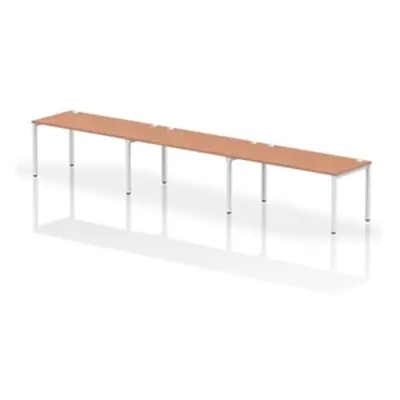 Impulse Bench Single Row 3 Person 1600 White Frame Bench Desk Beech