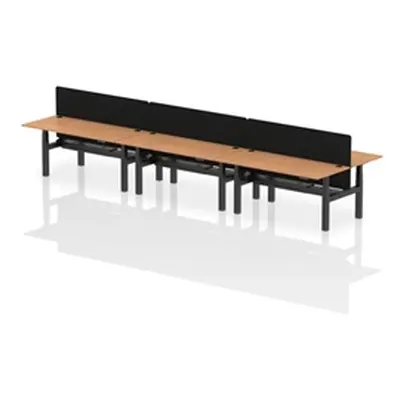 Air B2B 1800x800mm Adjustable 6P Bench Desk CP Oak/Black + Screen