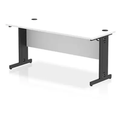 Impulse 1600x600mm Straight Desk White Top Black Cable Managed Leg