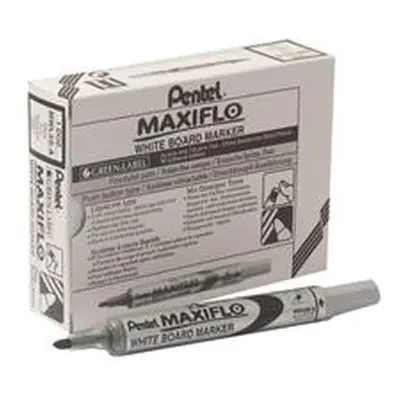 Pentel Maxiflo Whiteboard Marker Fine Black (12 Pack)