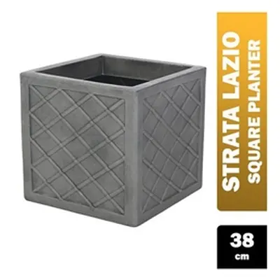 Lazio Pewter Large 38cm Square Planter