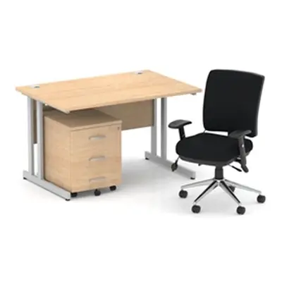 Impulse 1200 Desk Maple/Silver Cantilever 3 Dr Mobile Ped Black Chair